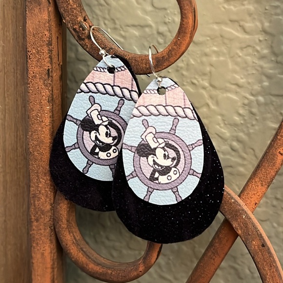 HANDMADE Boutique Cartoon faux leather Double layer earrings! - Picture 2 of 5